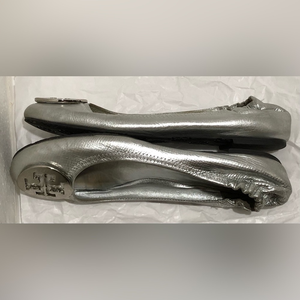 Tory Burch Metallic Silver Loafers - Picture 8 of 9